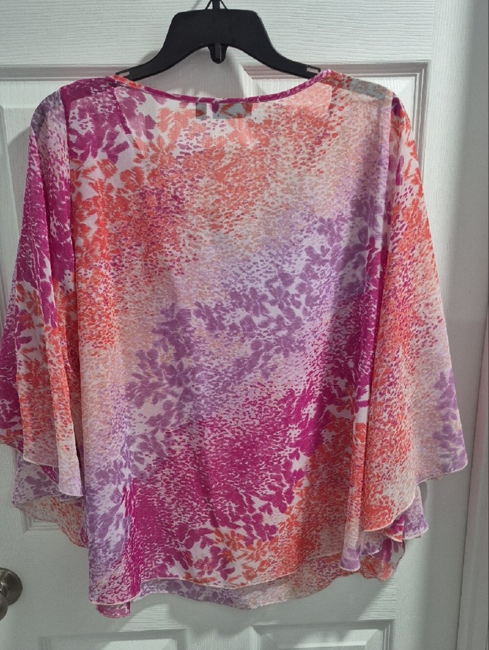 Apt. 9 Pink, Coral & Lavender Floral Flutter Sleeve Blouse - Picture 3 of 4